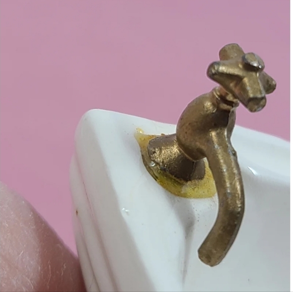 Vintage Shackman Miniature Dollhouse Porcelain Pedastol Sink Original Box - Picture 2 of 10